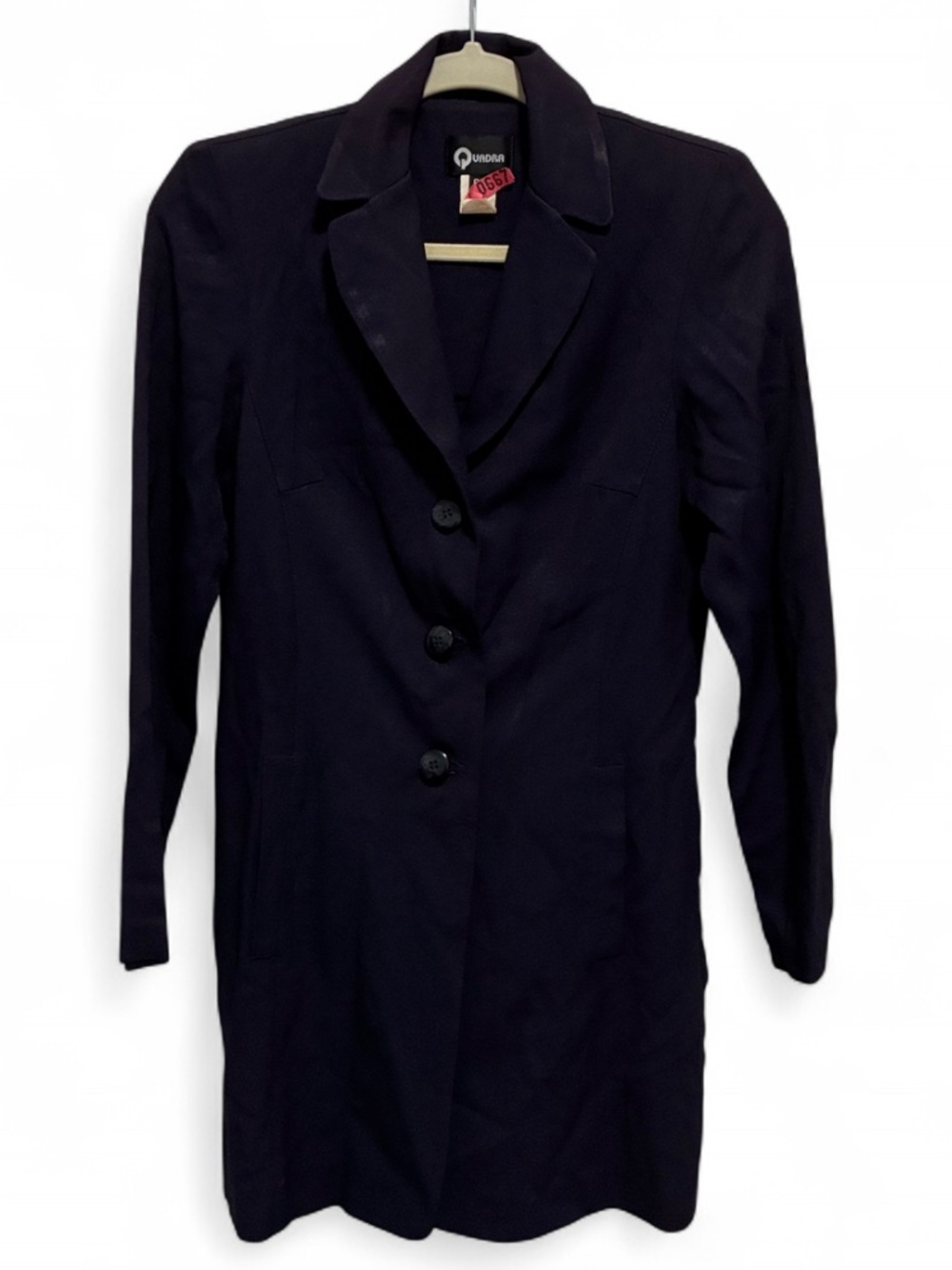 Vintage Quadra Long Dark Blue Blazer Coat